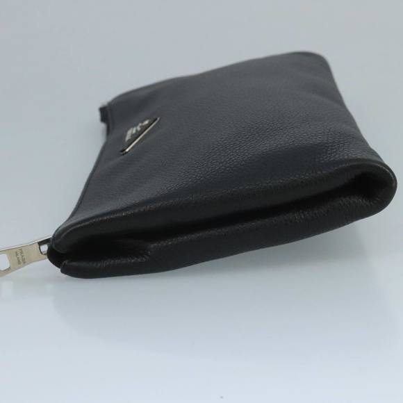 PRADA Clutch Bag Leather Black Auth ep7147 - Picture 4 of 16